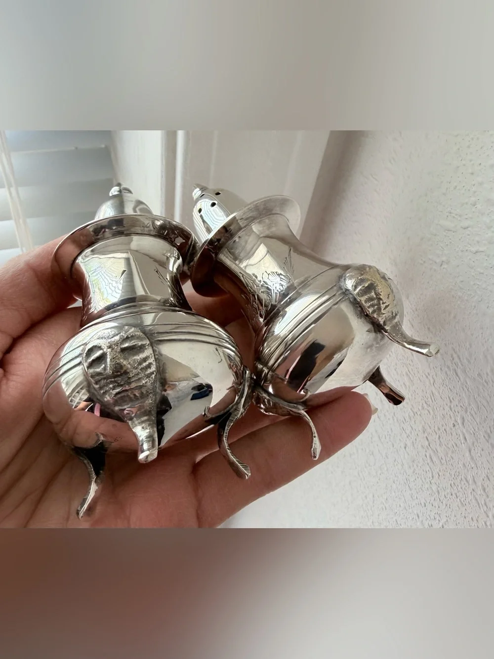 International Silver Co Salt and Pepper Shakers  Hand Made Silverplated India